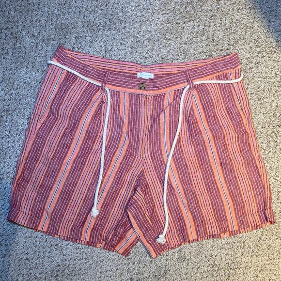 J. Jill - Linen Multi-colored Striped Shorts with Adjustable Belt - Picture 5 of 12